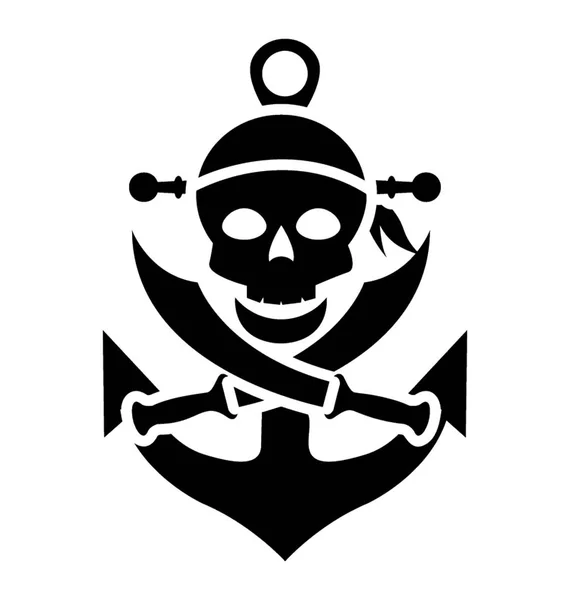 Glif Wektor Ikona Czaszki Piratów — Wektor stockowy