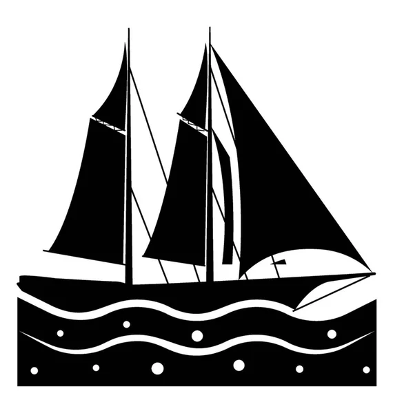 Glyph Vector Icon Pirate Ship — Stock Vector