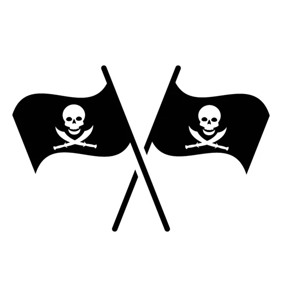 交叉海盗旗帜的字形图标 — 图库矢量图片