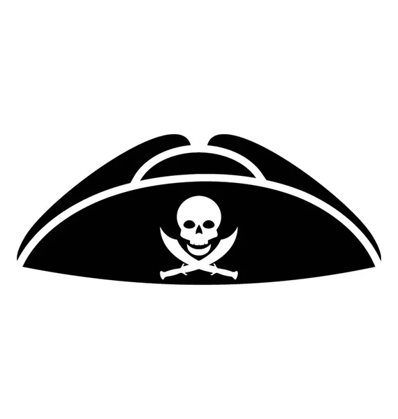 Glifo Icono Vectorial Sombrero Pirata — Vector de stock