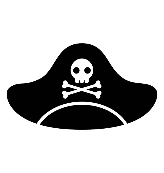 Glifo Icono Vectorial Sombrero Pirata — Vector de stock