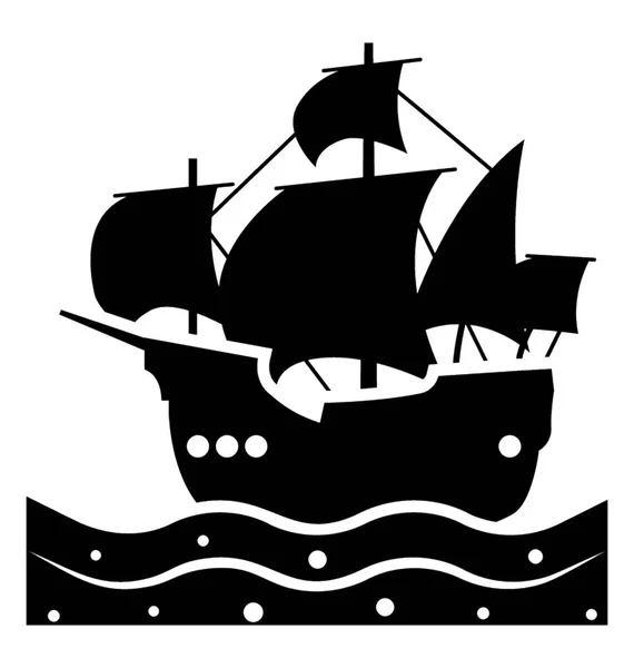 Glyph Vector Icon Pirate Ship — Stock Vector