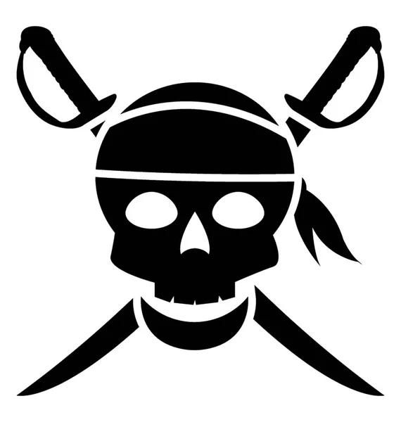 海盗头骨的字形向量图标 — 图库矢量图片