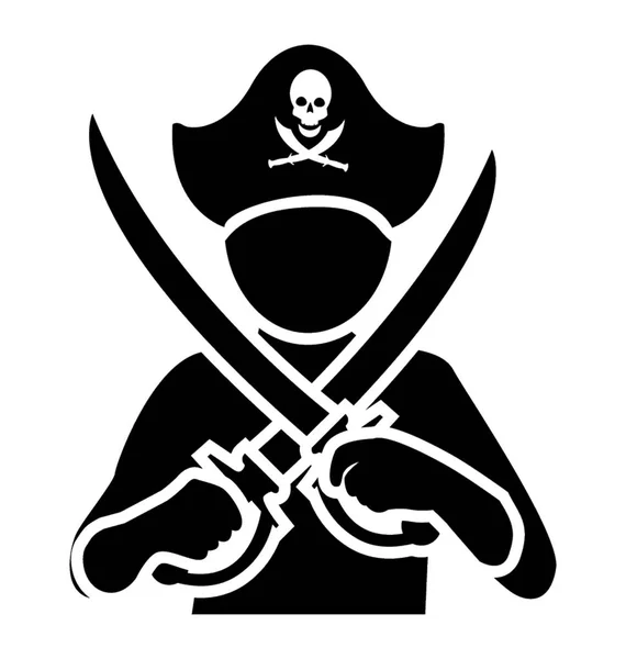 Glyphe Icône Vectorielle Pirate Avec Épée — Image vectorielle