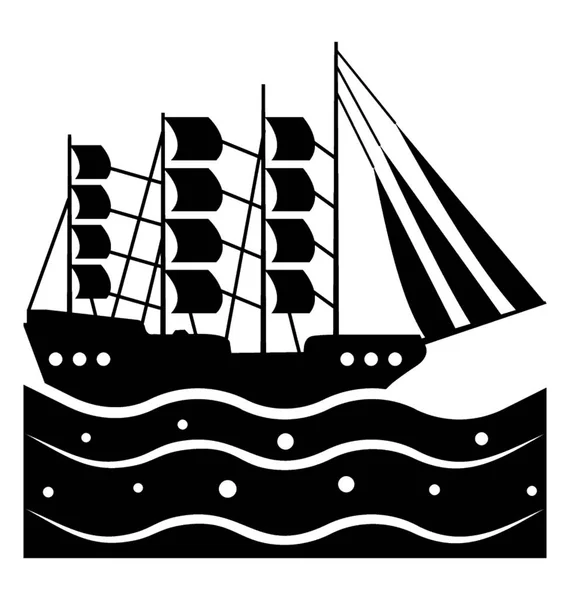 Glyph Vector Icon Pirate Ship — Stock Vector