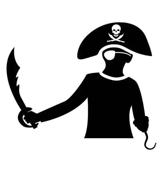 Glifo Icono Vectorial Del Atacante Pirata — Archivo Imágenes Vectoriales