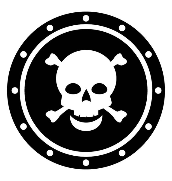 Pirate skull, glyph vector icon.