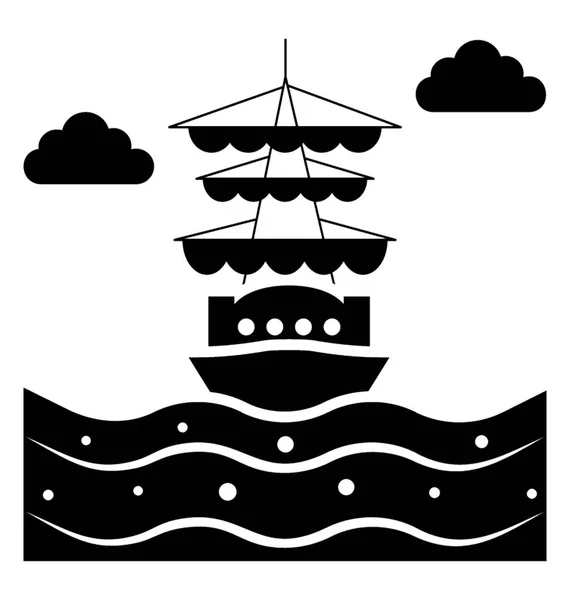 Glyphe Icône Vectorielle Bateau Pirate — Image vectorielle