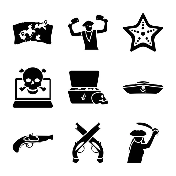 Colección Iconos Glifos Piratas — Vector de stock