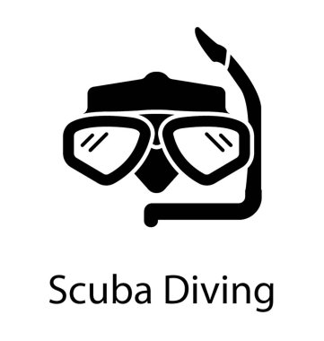 Scuba diving katı vektör simgesi 