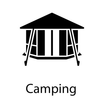 Katı simgesi yaz kampı, kamp veya çadır 