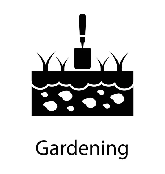 Schaufel Boden Gartenkonzept Glyphen Symbol — Stockvektor