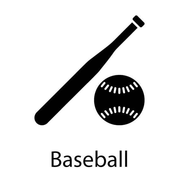 Vetor Ícone Sólido Beisebol — Vetor de Stock