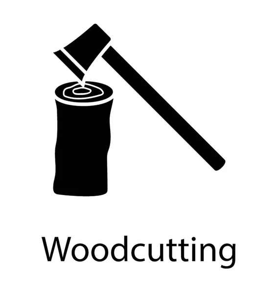 Woodcutting Stałe Ikona Designu — Wektor stockowy