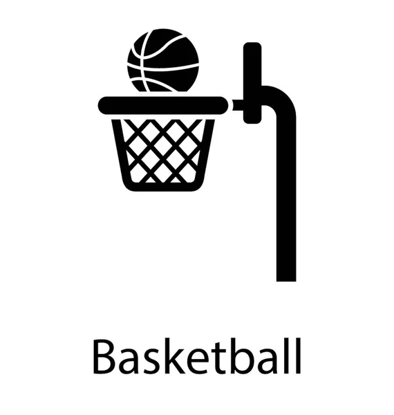 Terrain Basket Ball Icône Style Solide — Image vectorielle