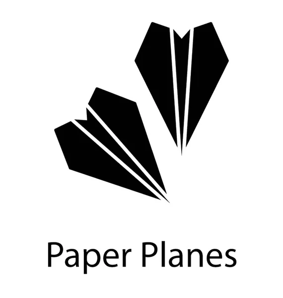 Papier Vliegtuigen Solide Pictogram Vector — Stockvector