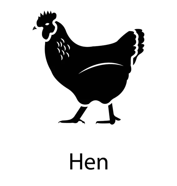 Hen Solid Vector Icon — Stock Vector