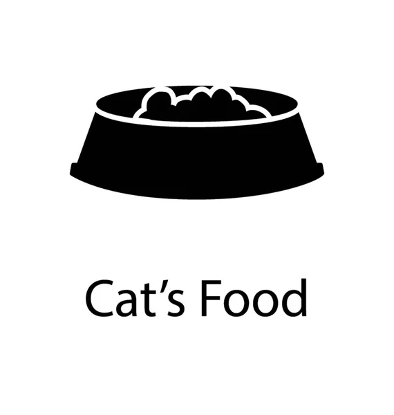 Sólido Vector Icono Los Gatos Alimentos — Vector de stock