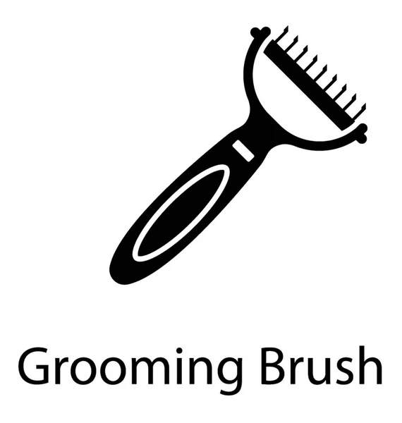 Grooming Brush Solid Vector Icon — Stock Vector