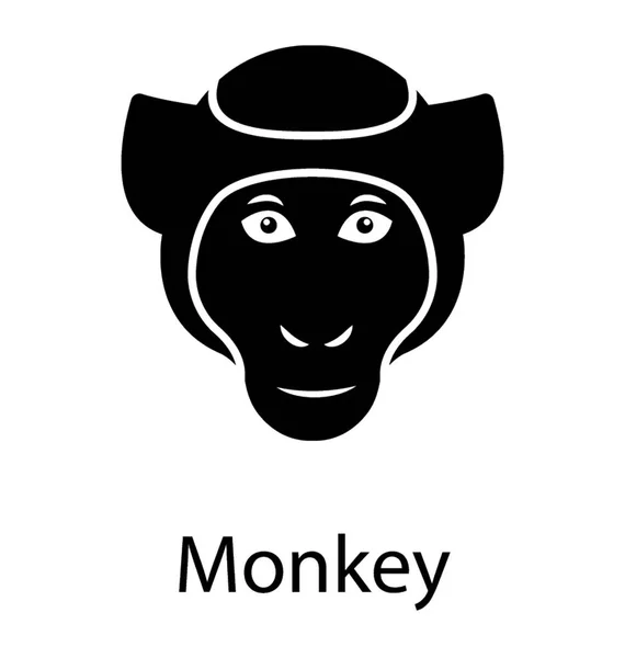 Solide Vector Pictogram Voor Monkey — Stockvector