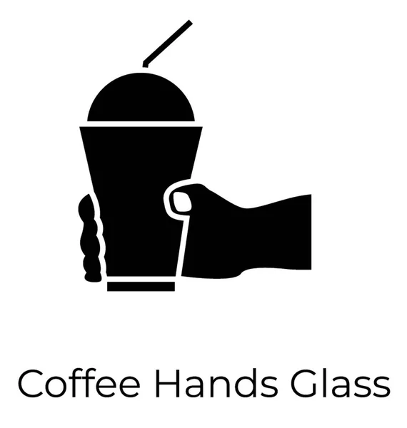 Handen Met Koffie Pictogram Solide Vector — Stockvector