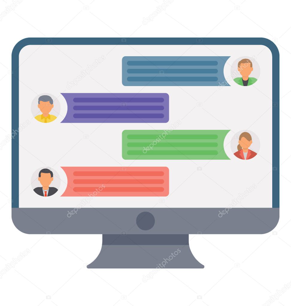 Flat online discussion icon vector  