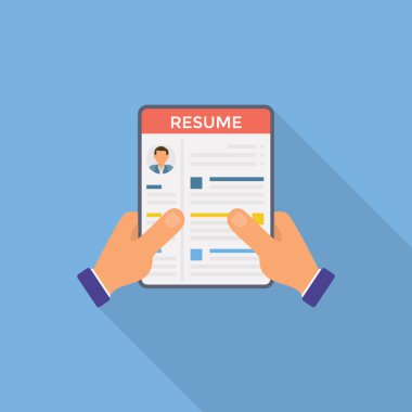 CV illüstrasyon vektör düz stil tutan el 