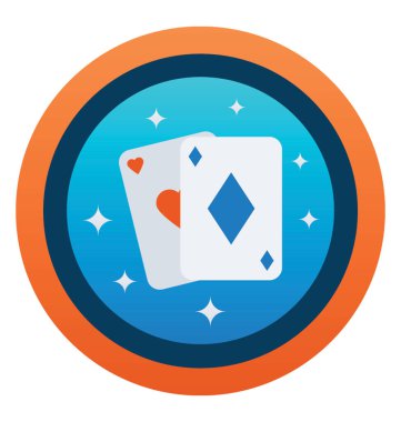 Düz yuvarlak poker amblemi simgesi 
