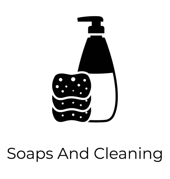 石鹸と洗浄 グリフのベクトル アイコン — ストックベクタ