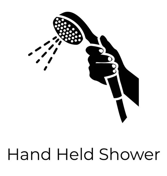 Solid Vector Icon Hand Held Shower — Stock Vector