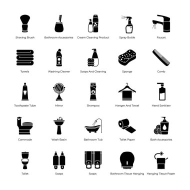 Banyo aksesuarları Icons Set 
