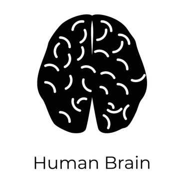 İnsan beyni, cerebrum, katı vektör simgesi, 