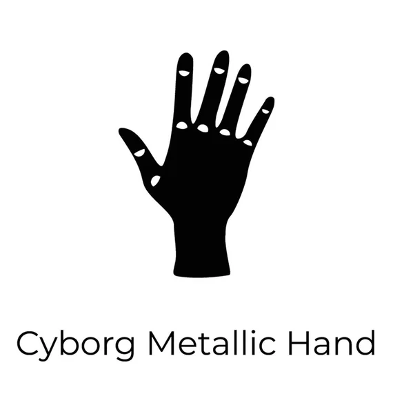 Cyborg Metalowe Ręcznie Glif Wektor Ikona — Wektor stockowy