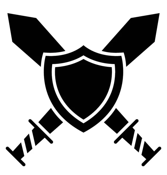 Sword Shield Icon Glyphs Design — Stock Vector