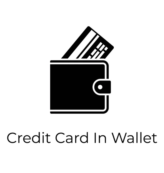 グリフ デザイン クレジット カードで財布アイコン — ストックベクタ
