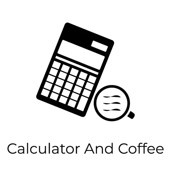 Diseño Sólido Calculadora Icono Del Café — Vector de stock