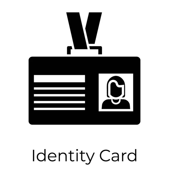 Ícone Cartão Identificação Design Glifo — Vetor de Stock
