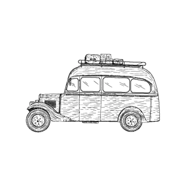 Une Illustration Vintage Camionnette Cabine — Image vectorielle