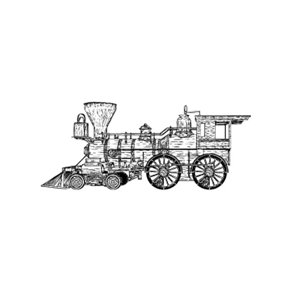 Vintage Tren Motoru Vektör Çizim — Stok Vektör