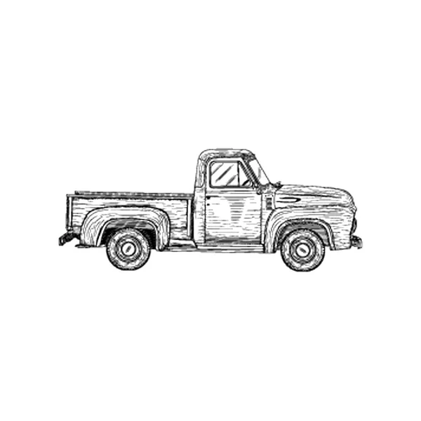 Vintage Pickup Lastbil Illustration — Stock vektor