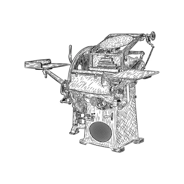Старинная Печатная Машина Иллюстрация Печатного Станка — стоковый вектор