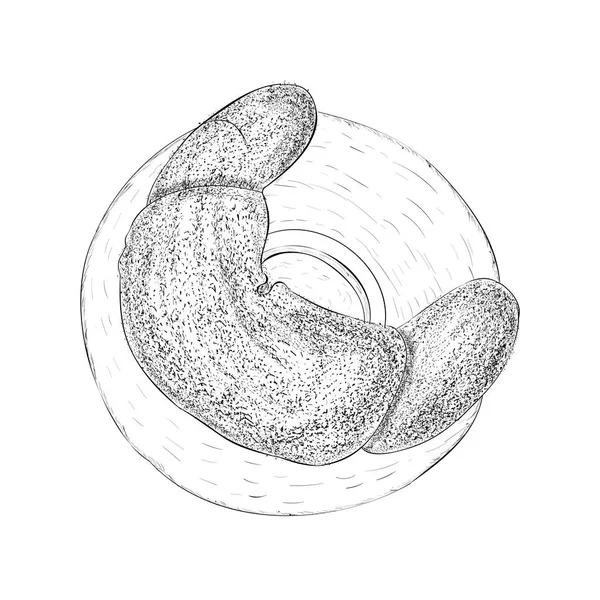 羊角面包的手绘素描 — 图库矢量图片