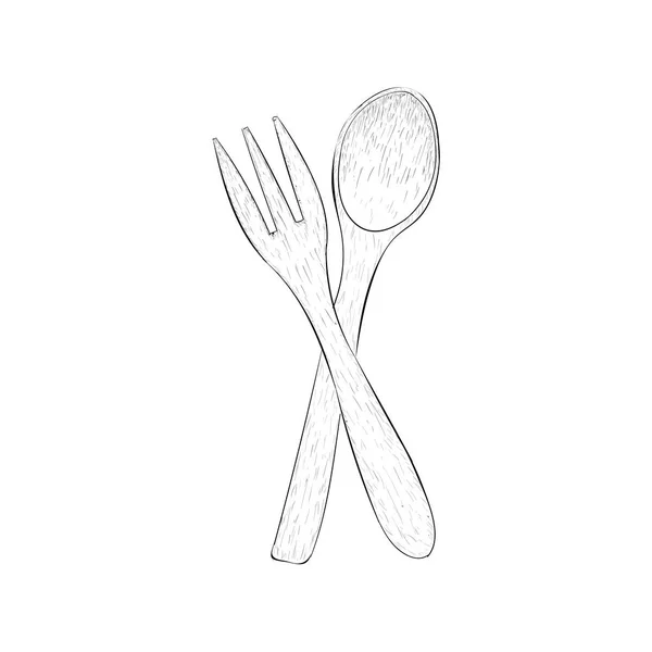 手绘叉子和勺子例证向量 — 图库矢量图片