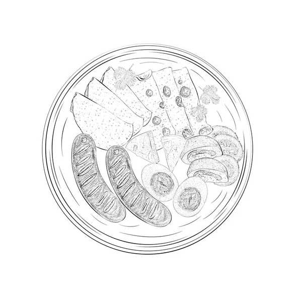 Здоровая Иллюстрация Завтрака Вектор Ручной Работы — стоковый вектор