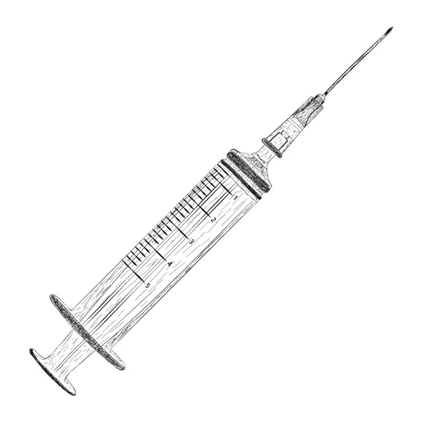 Hand Drawn Vector Syringe Illustration — Stock Vector