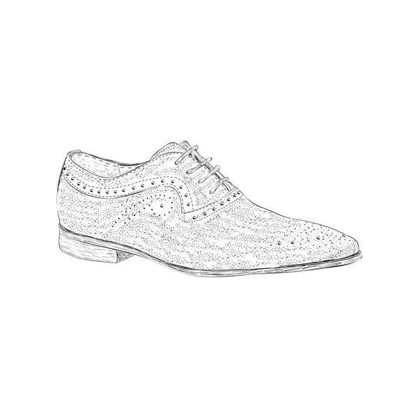 Brogue Shoe Illustration Handgezeichneten Vektor — Stockvektor