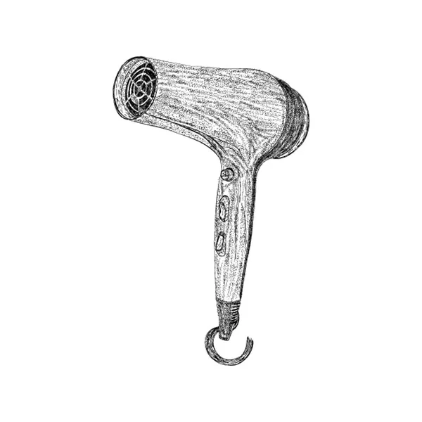 Ilustração Secador Cabelo Vetor Desenhado Mão —  Vetores de Stock