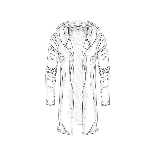 Ladies Coat Illustration Hand Drawn Design — Stock Vector