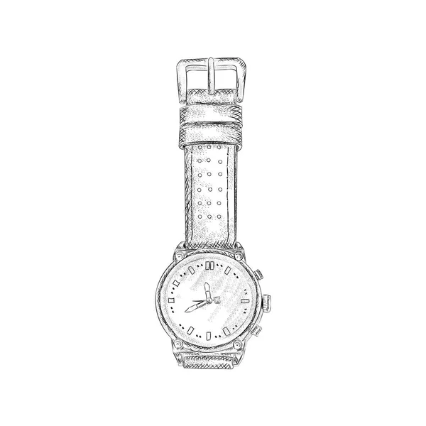 Wristwatch Illustration Hand Drawn Sketch — Stock Vector