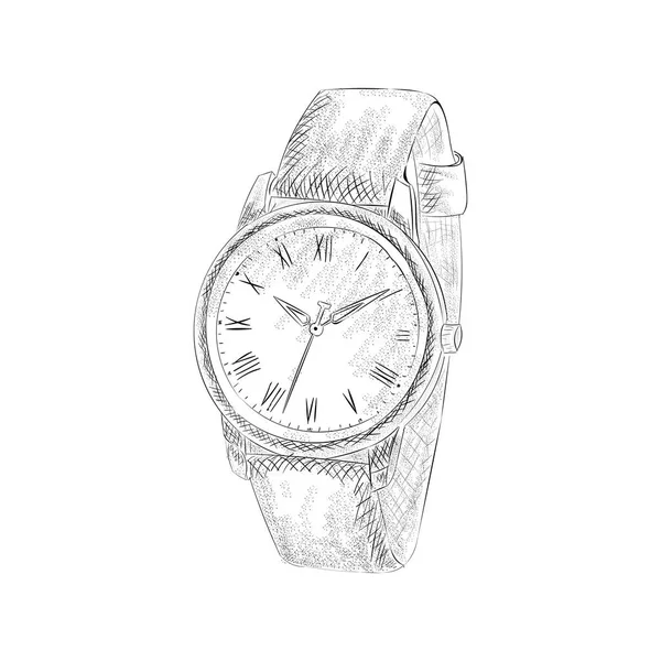 Illustration Montre Bracelet Croquis Dessiné Main — Image vectorielle